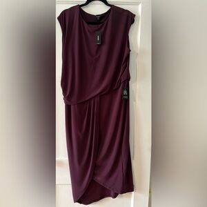 Express Asymmetrical Dress in Rich Burgundy